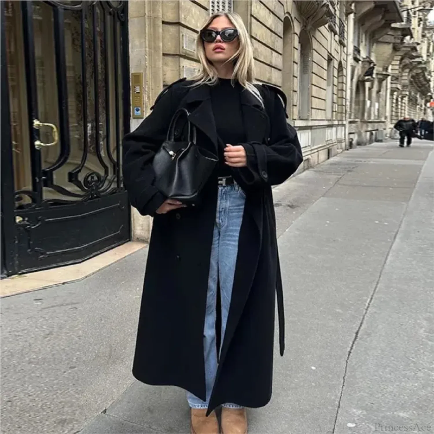 Double-Breasted Belted Oversized Overcoat - Image 2