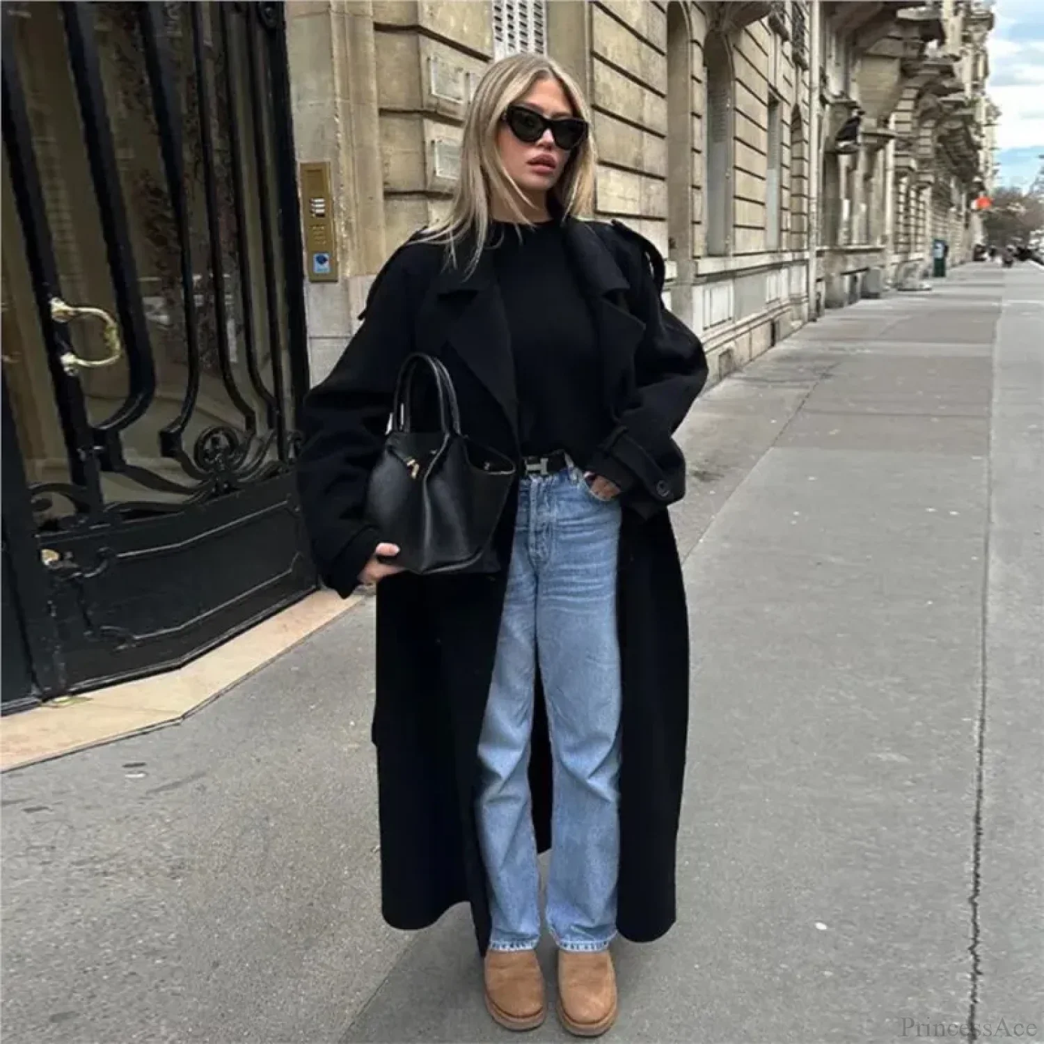 Double-Breasted Belted Oversized Overcoat - Image 3