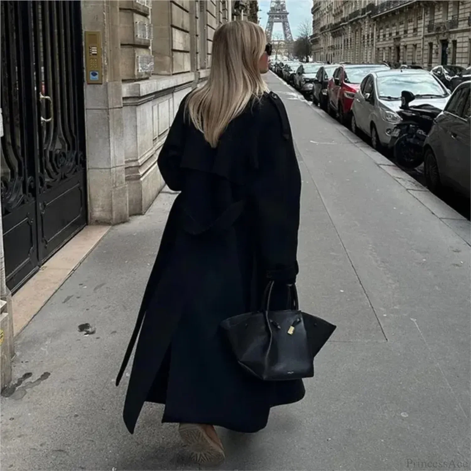 Double-Breasted Belted Oversized Overcoat - Image 4