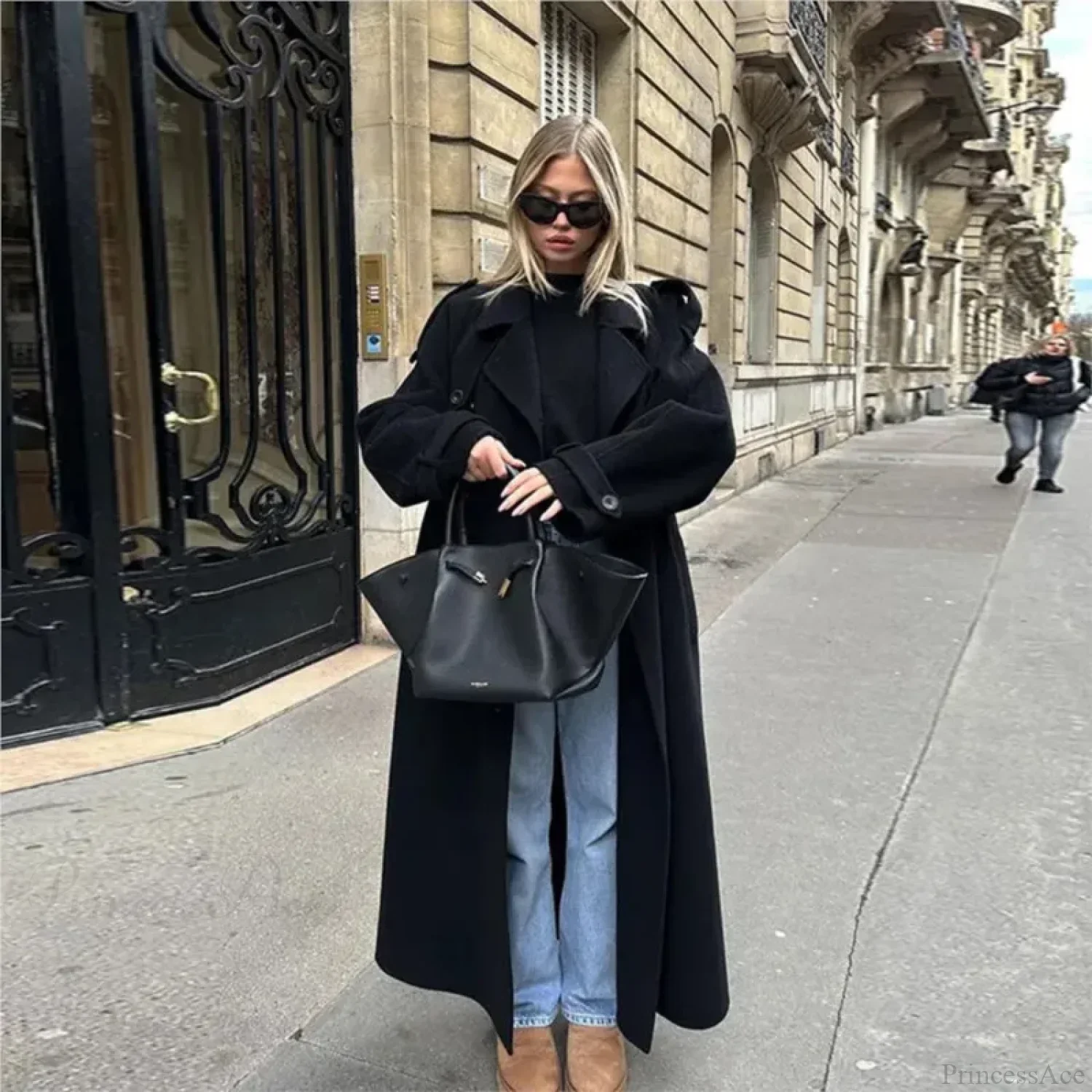 Double-Breasted Belted Oversized Overcoat - Image 5