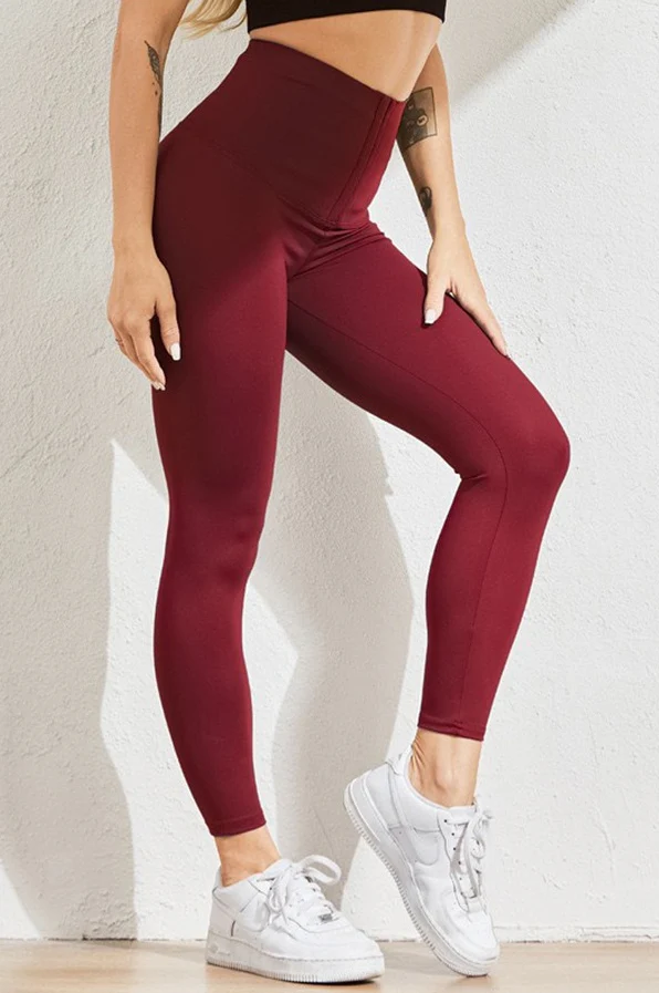 Double Row Button High-Waist Sculpting Fleece Leggings - Image 8