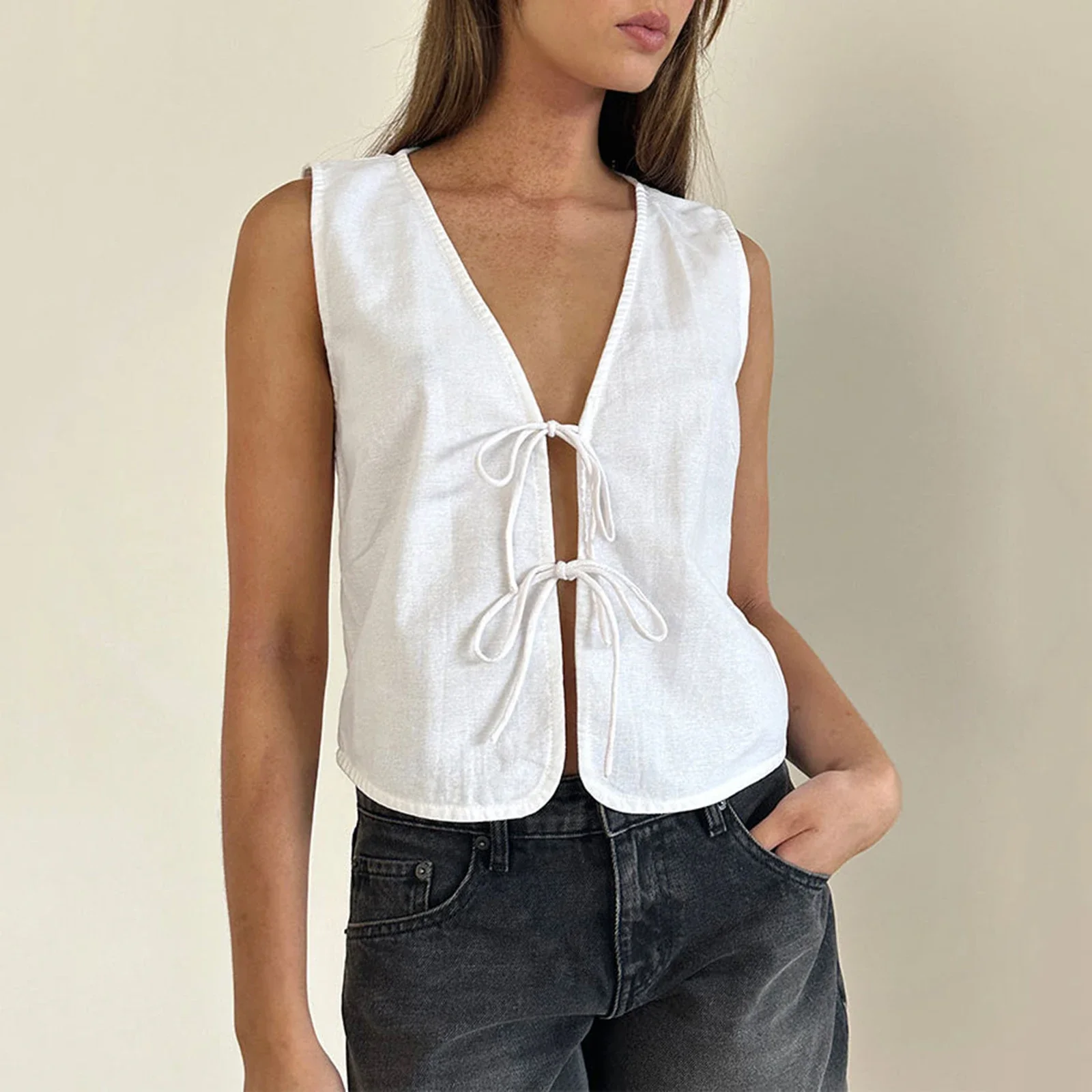 Double Tie Closure Crop Top - Image 2