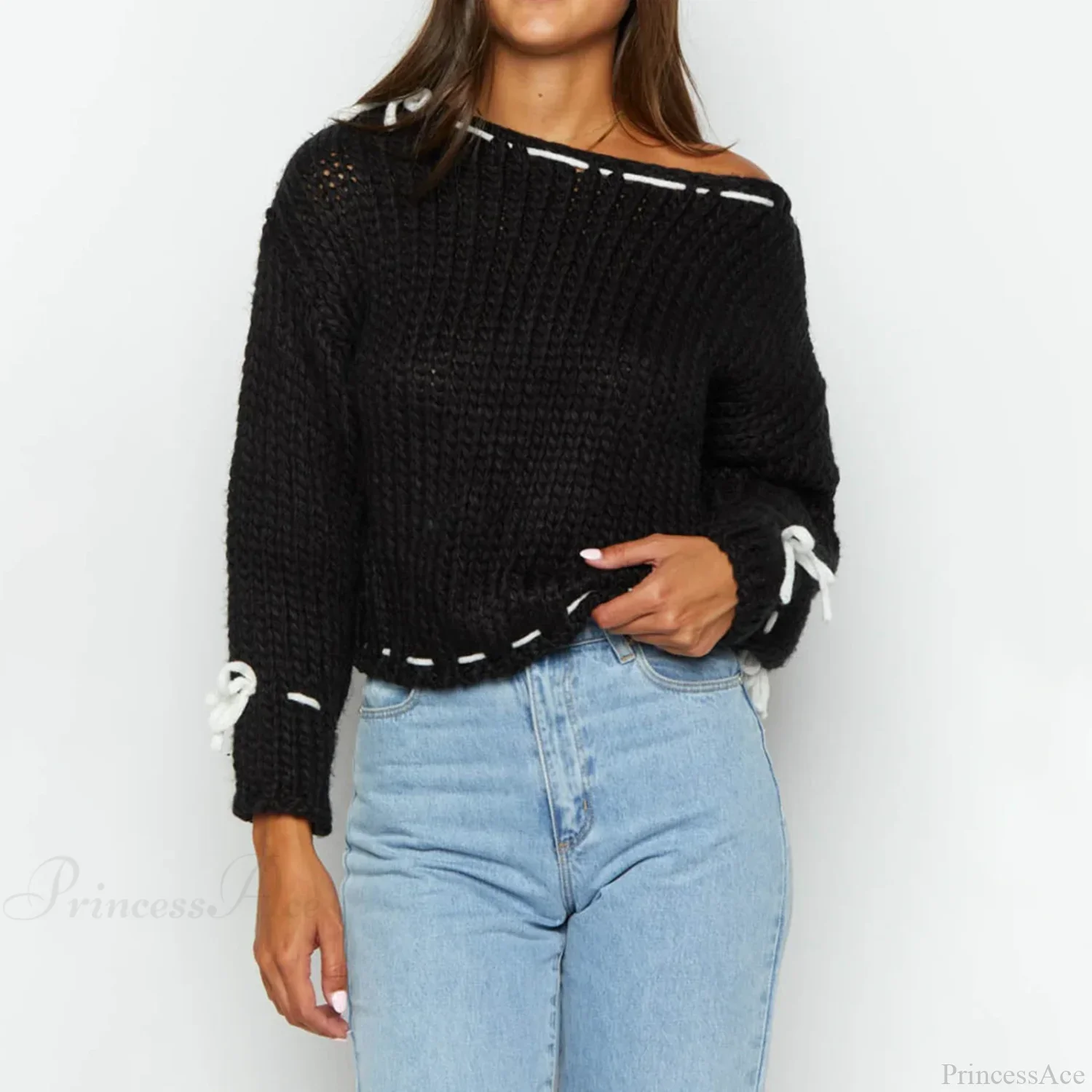 Drawstring Loose Long Sleeve Sweater - Image 6