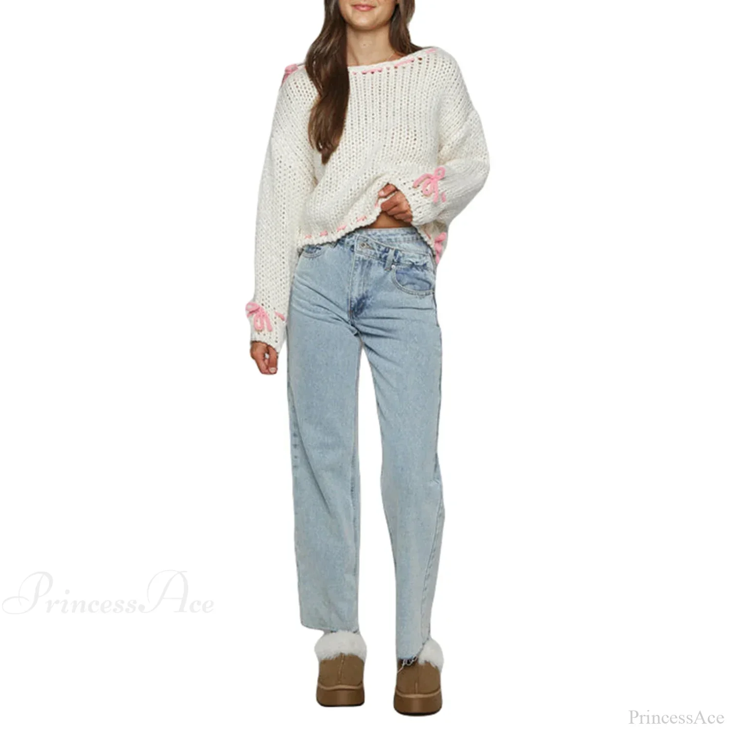 Drawstring Loose Long Sleeve Sweater - Image 7