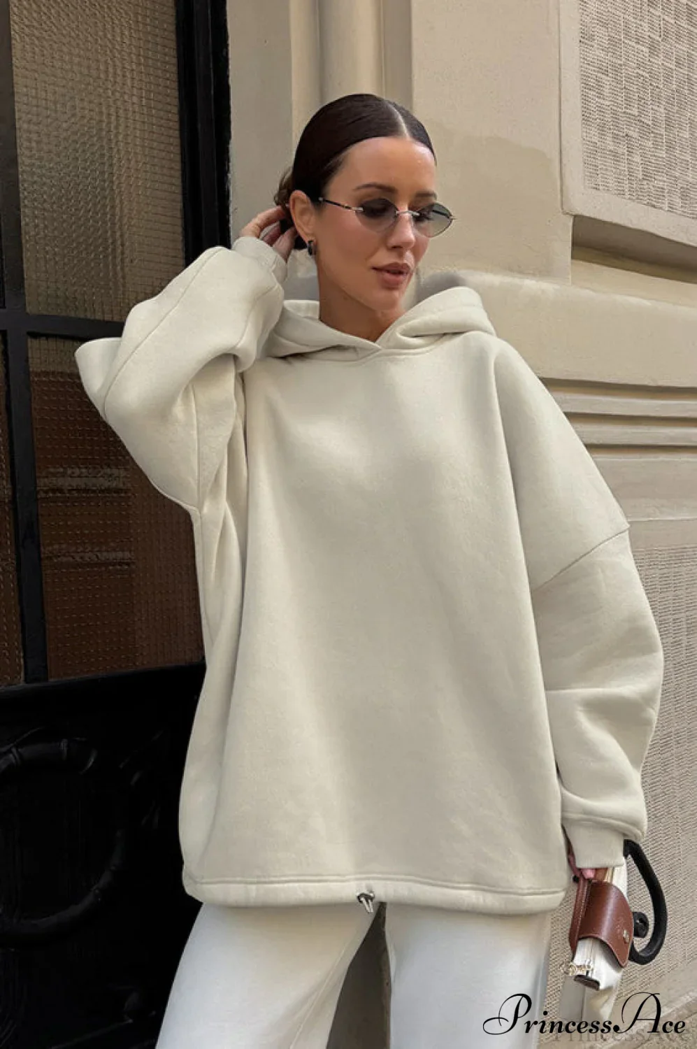 Drop Shoulder Hooded Loose Minimalist Sweatshirt - Image 3