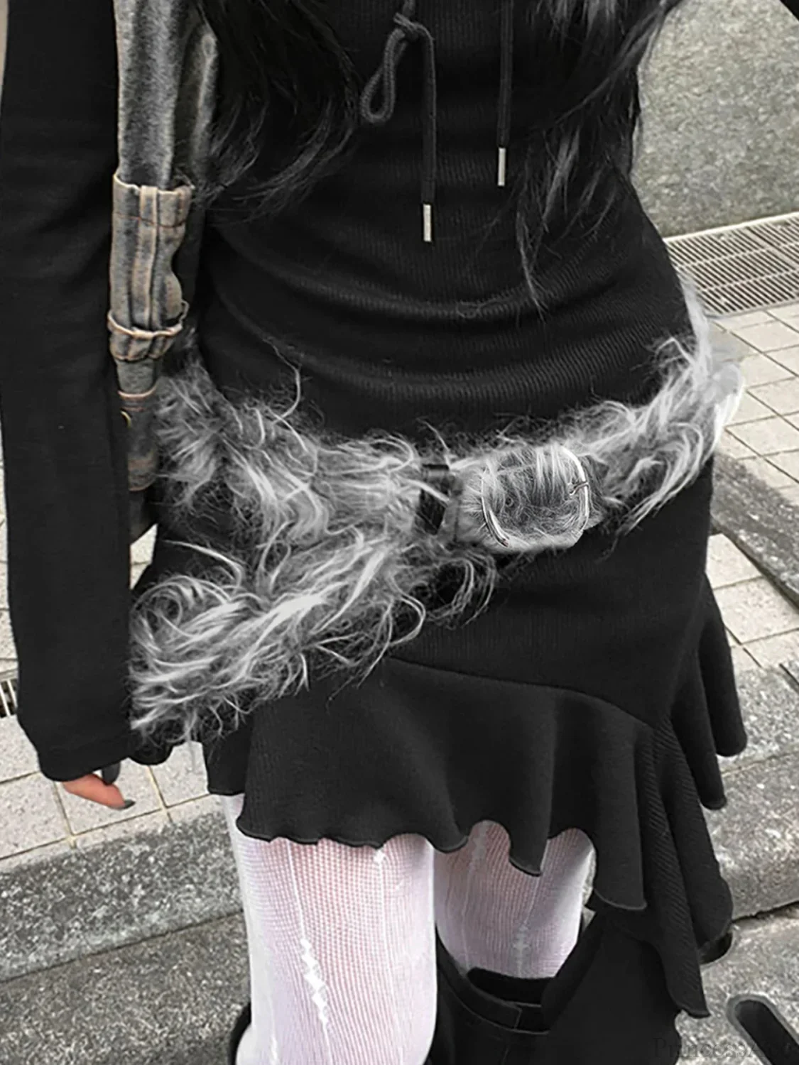 Dull False Hair Gothic Leather Strap - Image 3