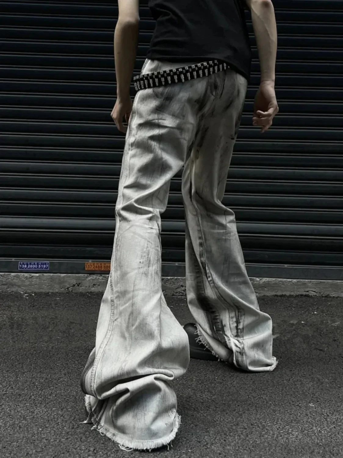 Dull Gothic Arch Flare Denim Pant - Image 3