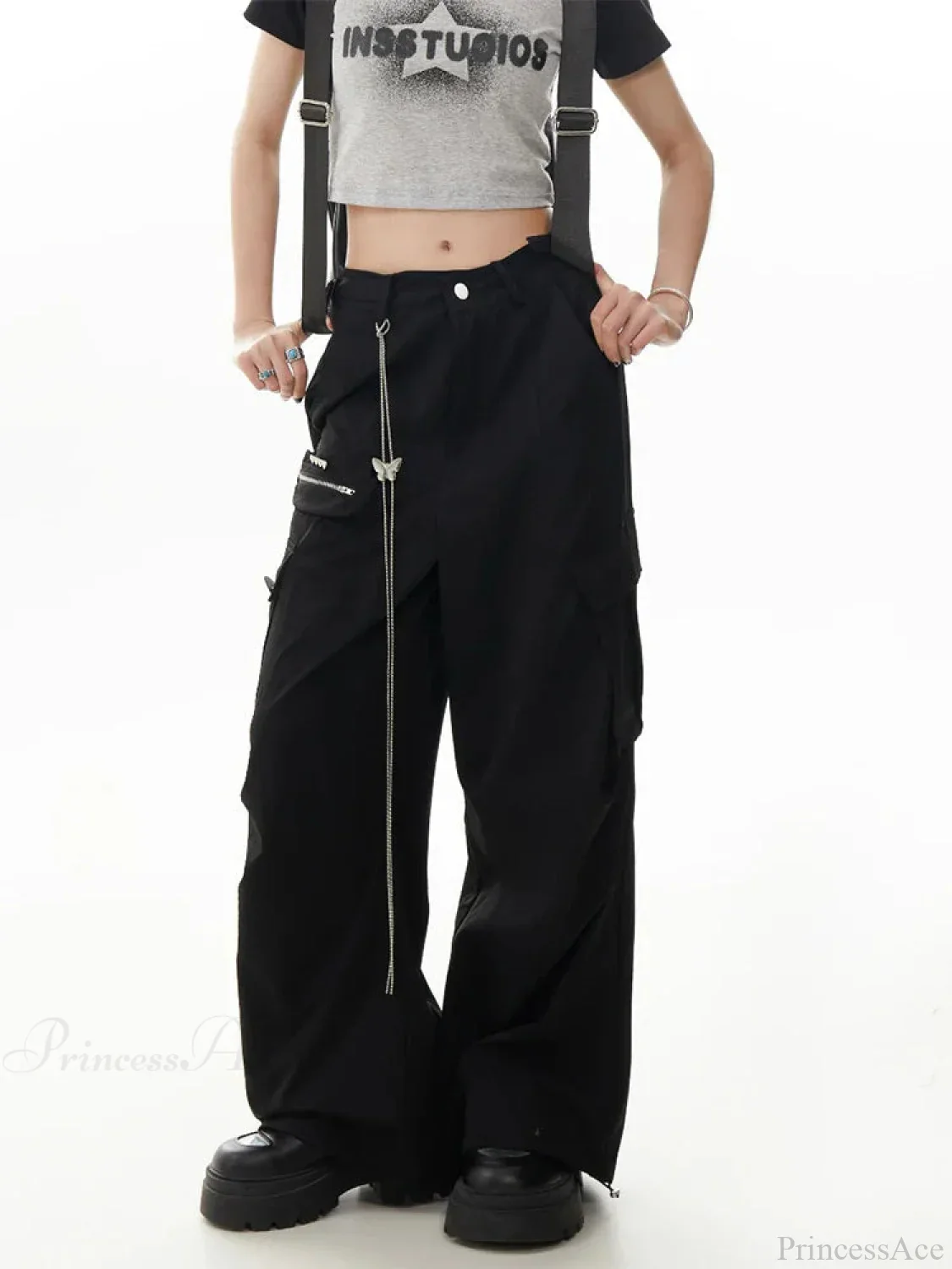 Dull Gothic Y2K Cargo Parachute Pant - Image 3
