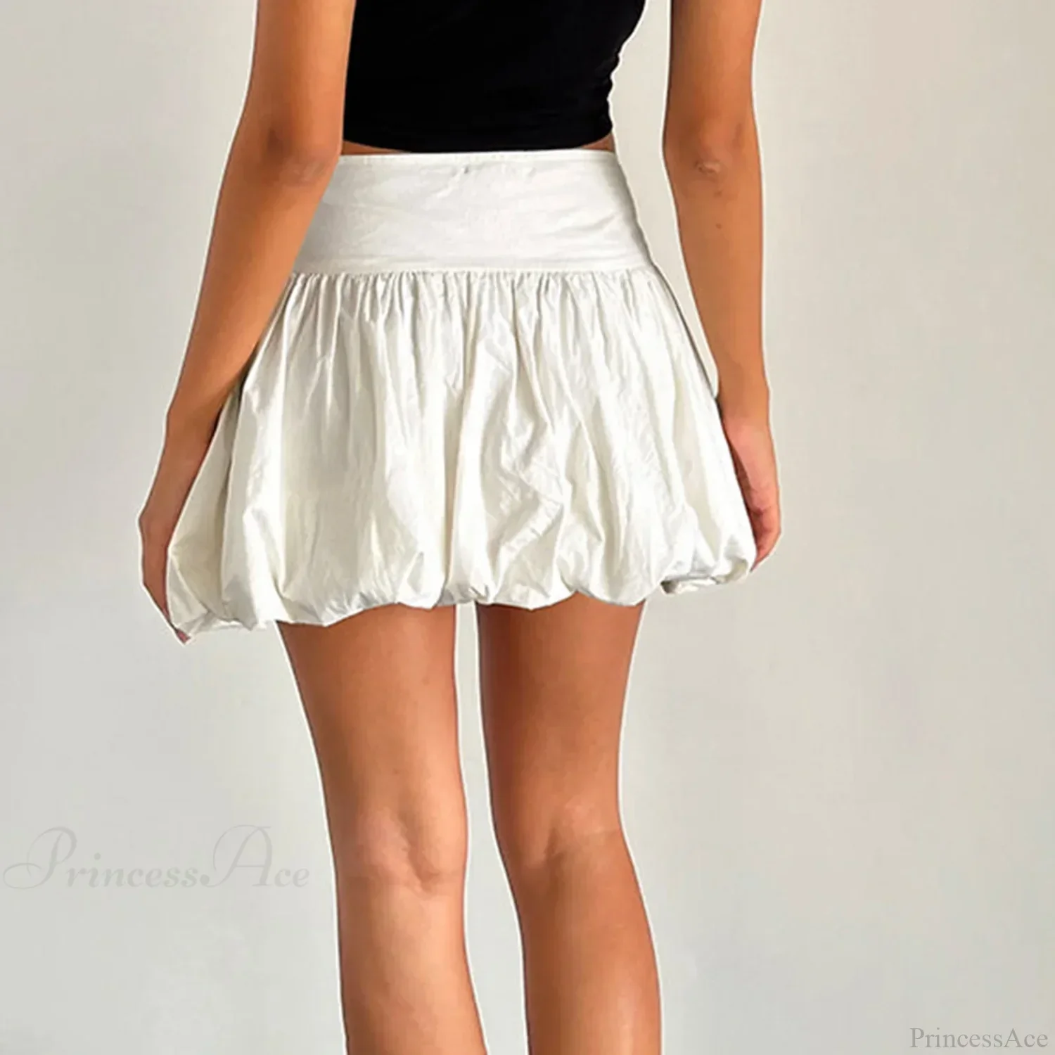 Elastic High Waist A-Line Skirt - Image 2