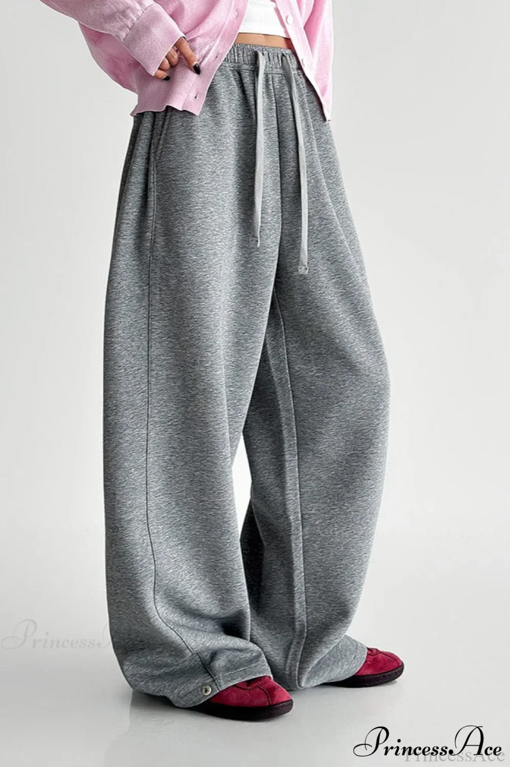 Elastic High-Waist Drawstring Wide Pants - Image 3
