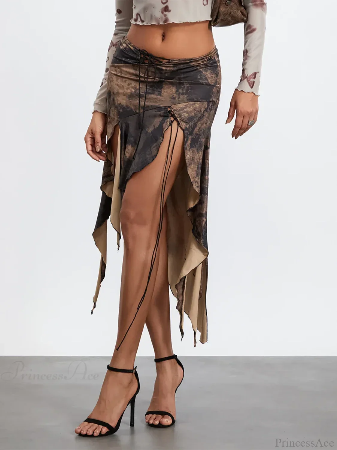 Elastic Waist Draped Ruffle Skirt - Image 4