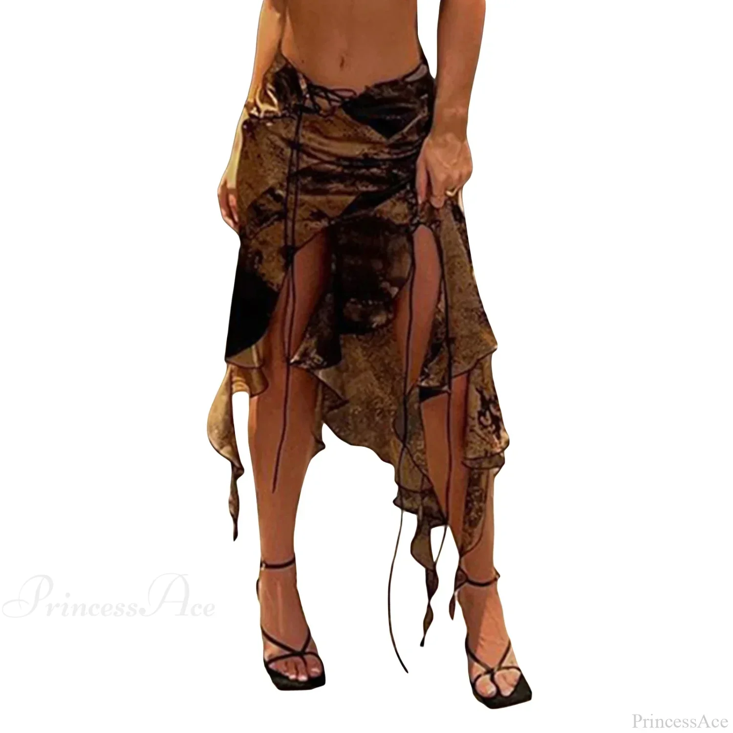 Elastic Waist Draped Ruffle Skirt - Image 6