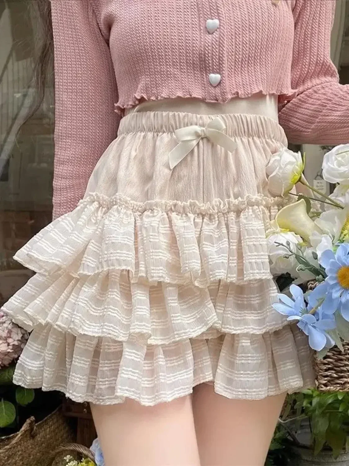 Elastic Waist Lace Skirt - Image 3