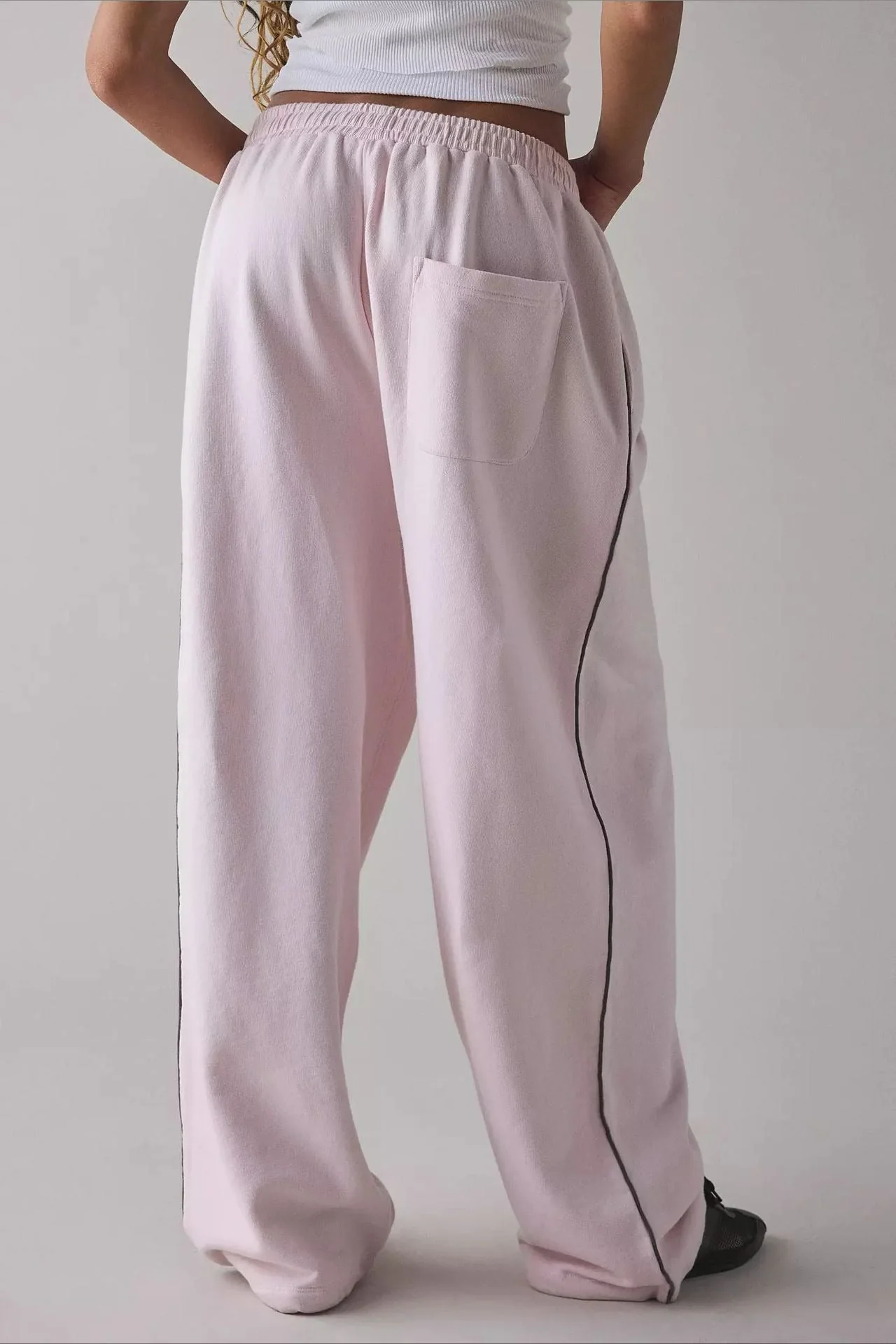 Elastic Waist Loose Fit Casual Pants - Image 3