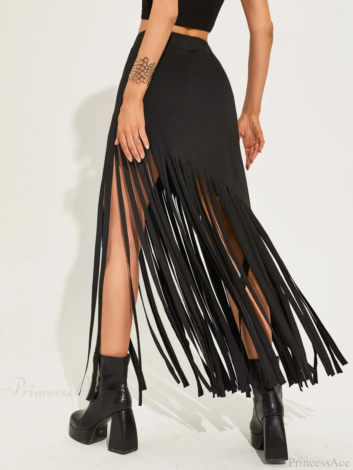 Elastic Waist Maxi Goth Skirt - Image 3
