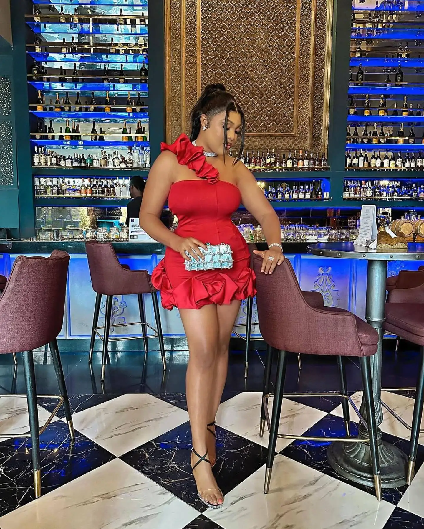 Elegant A-Line Backless One-Shoulder Red Party Dress - Image 3