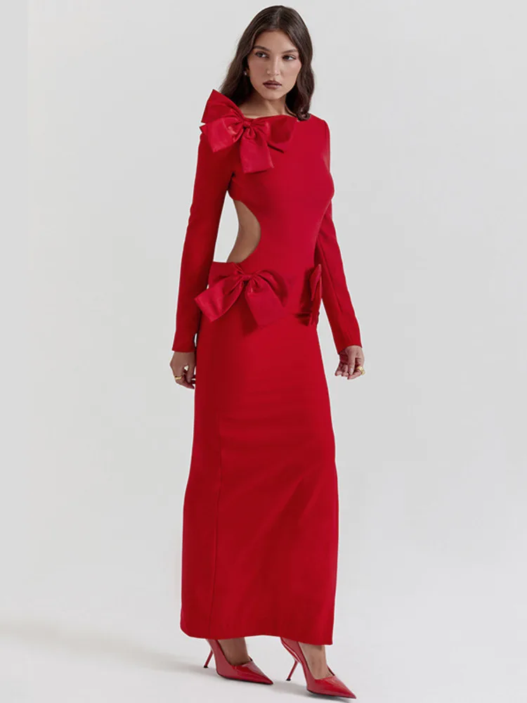 Elegant Bow Backless Sexy Chic Maxi Party Dress - Image 2