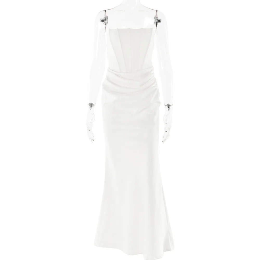 Elegant Corset Strap Neck Backless Maxi Red Party Dress - Image 9