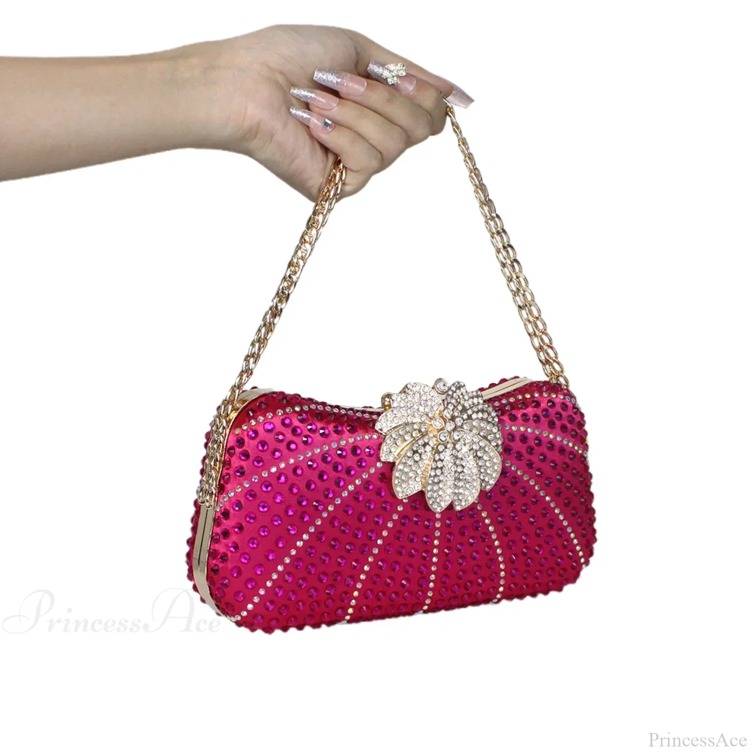 Elegant Crystal Shiny Evening Clutch Purse Wedding Bag - Image 6