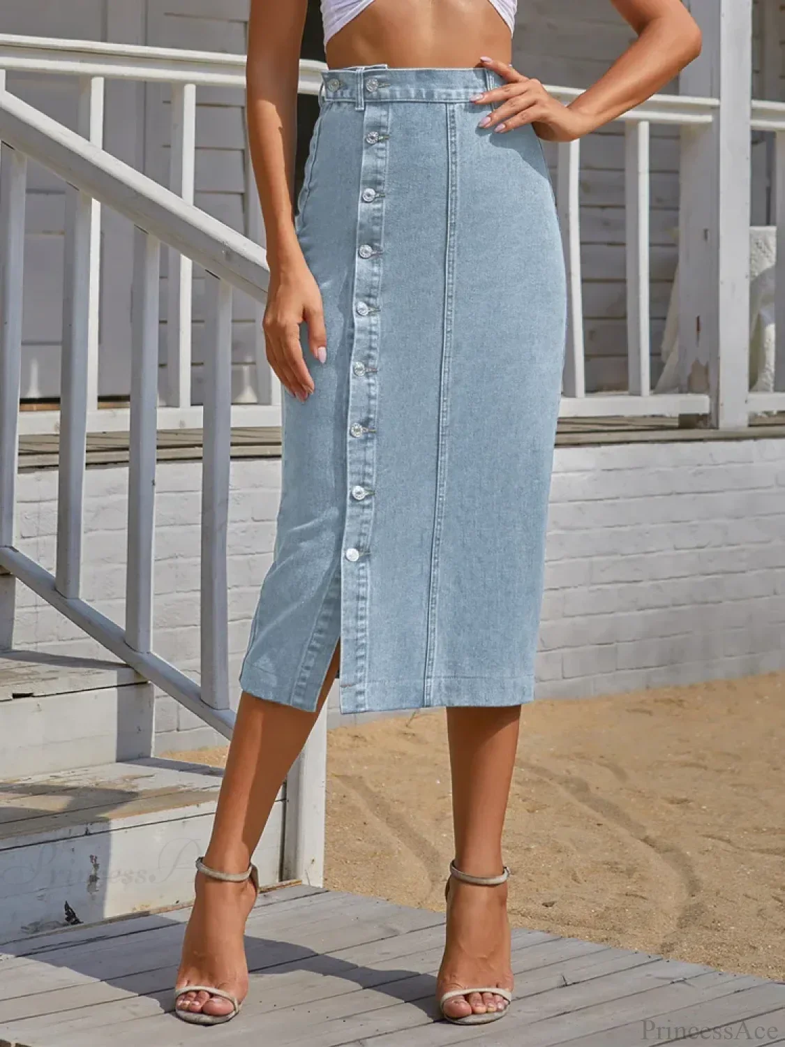 Elegant Denim High Waist Shirt - Image 6