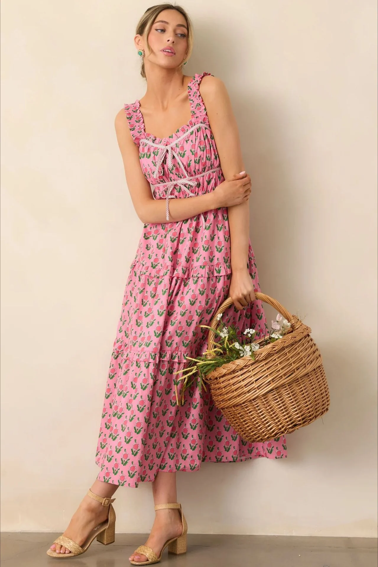 Elegant Elastic Jumpsuit Floral Dress