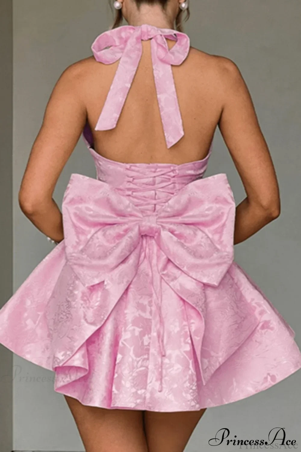 Elegant Evening Halter Bow Tie Party Dress - Image 10