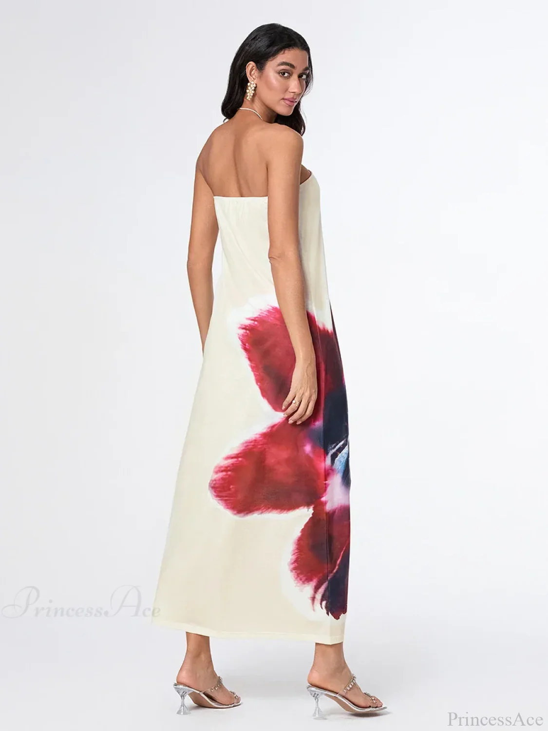 Elegant Floral Strapless Loose Fit Floral Dress - Image 6