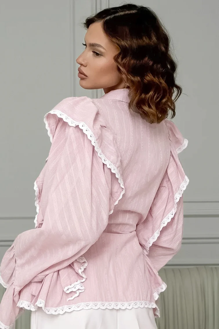 Elegant Jacquard Bell Sleeve Loose Blouse - Image 6