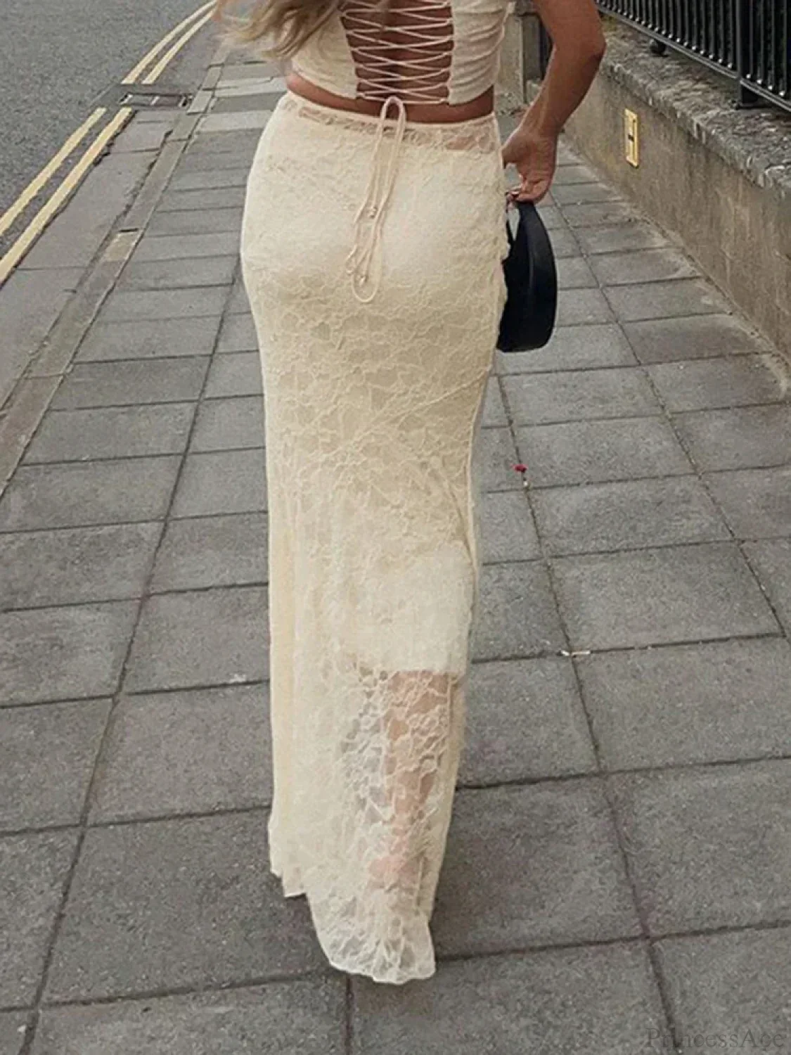 Elegant Lace Trumpet Skirt Holiday See Through Maxi Skirt - Image 2