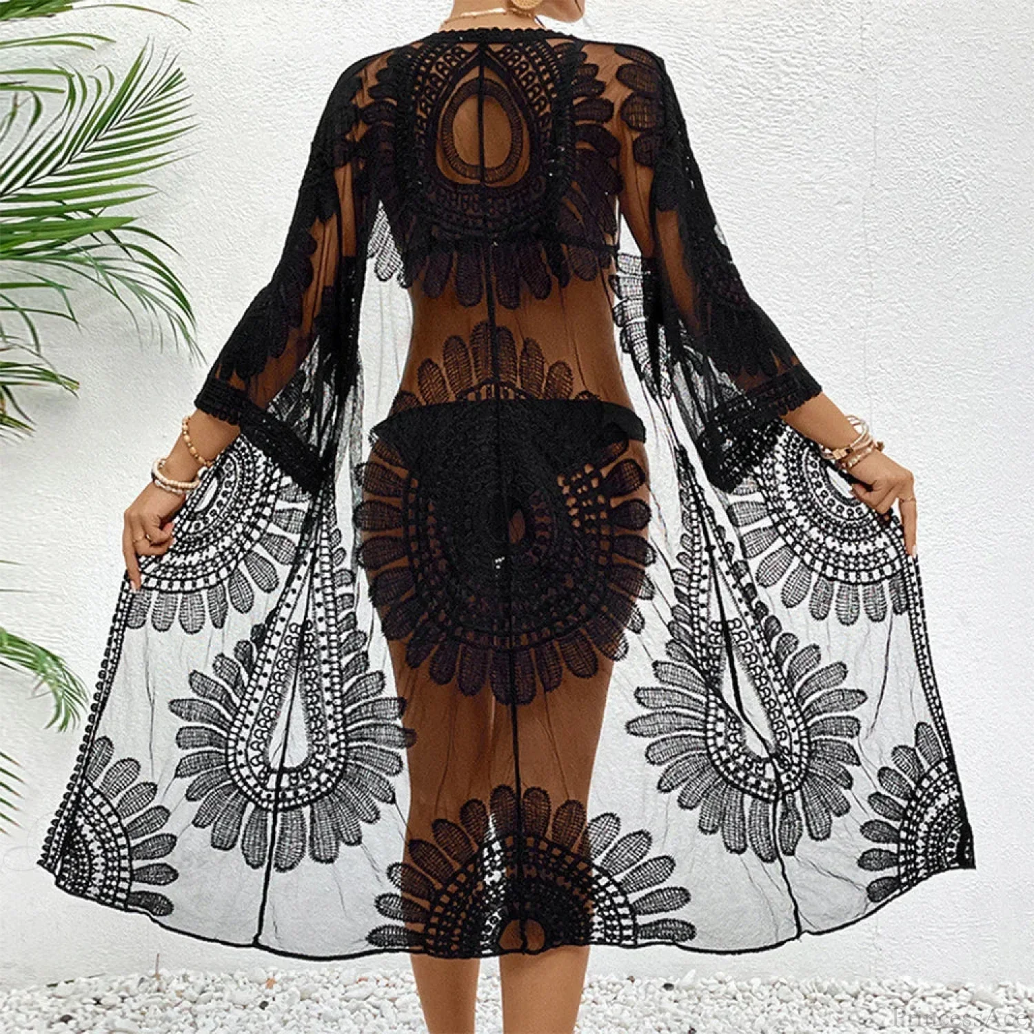 Elegant Lace-Up Beach Smock Cover Up - Image 3