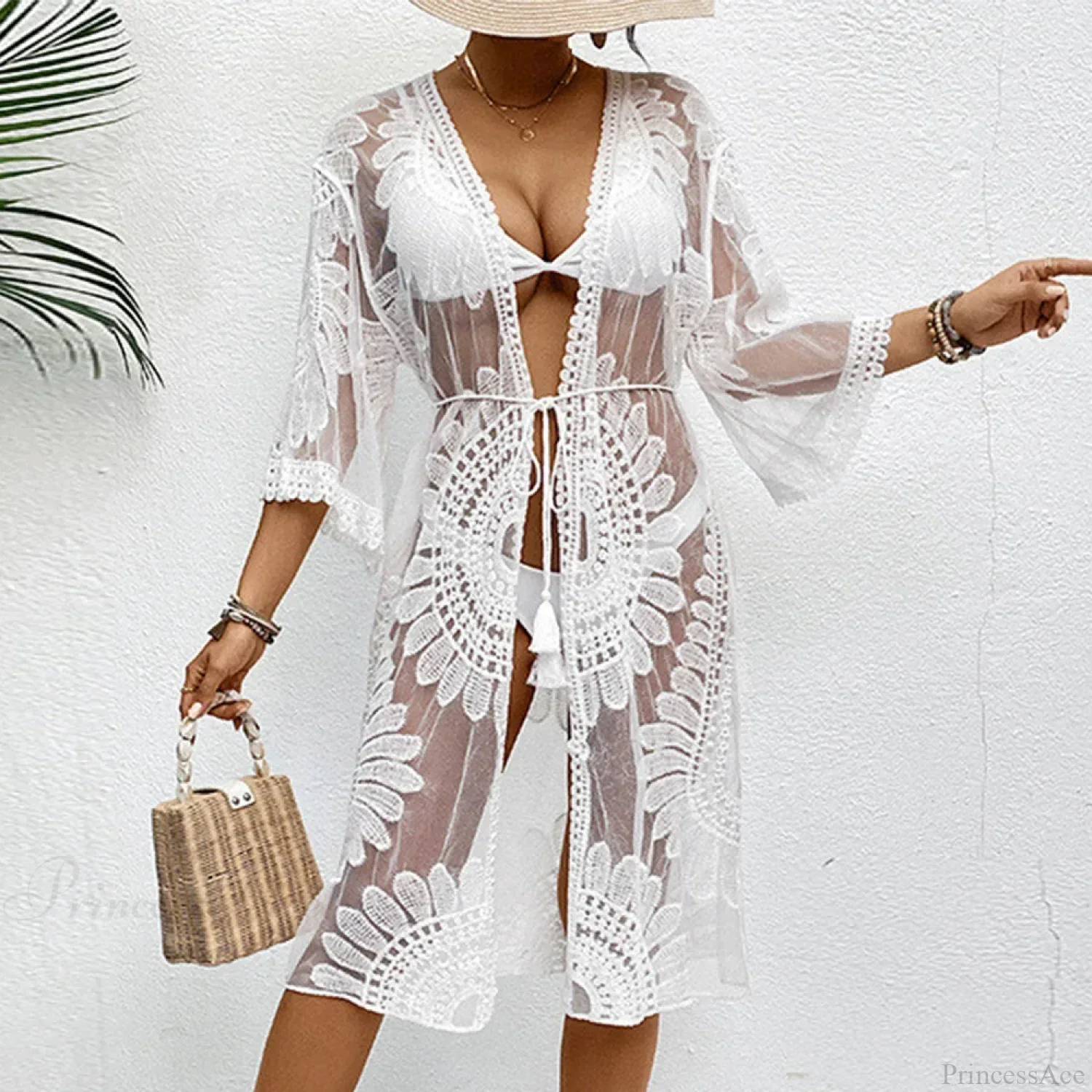 Elegant Lace-Up Beach Smock Cover Up - Image 4