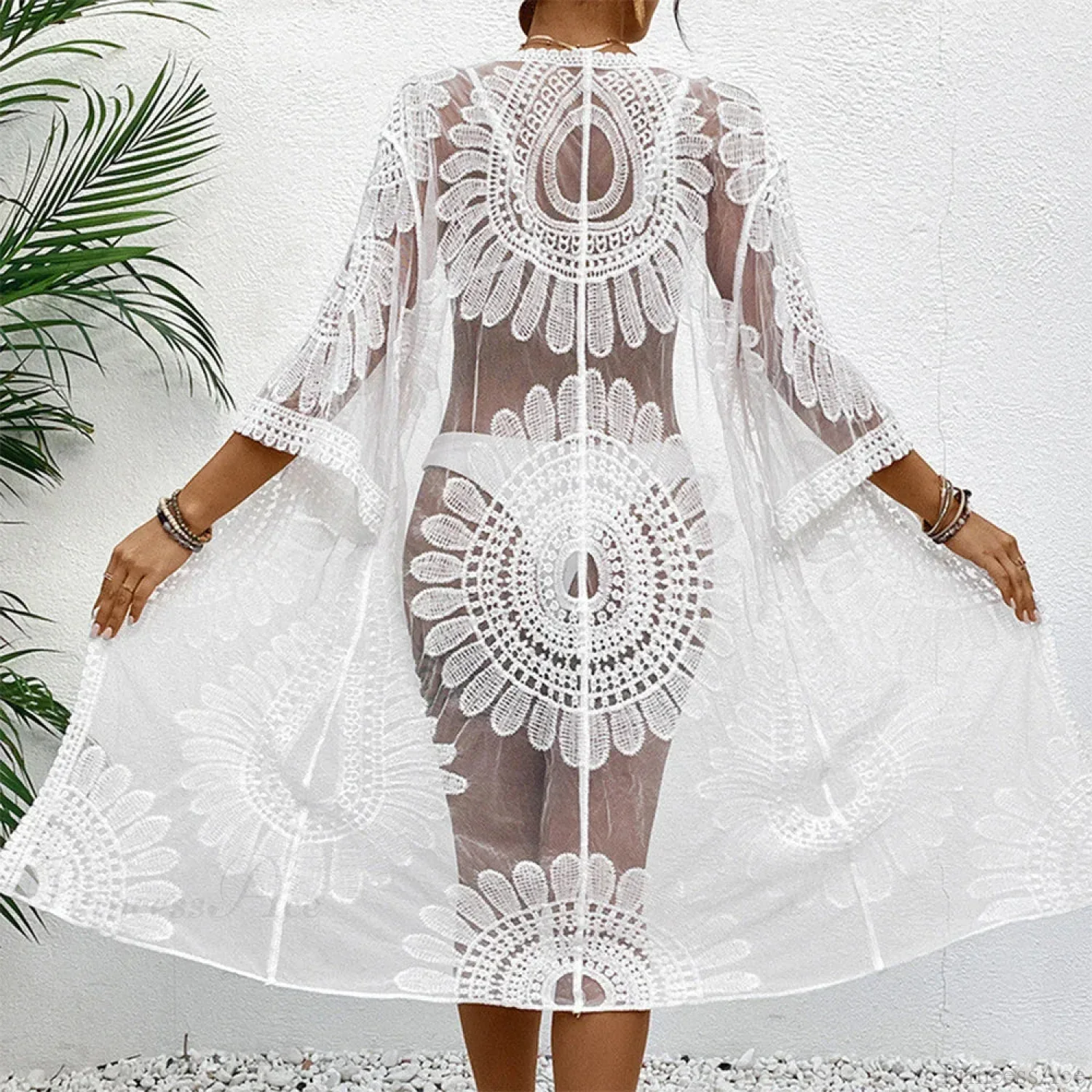 Elegant Lace-Up Beach Smock Cover Up - Image 5