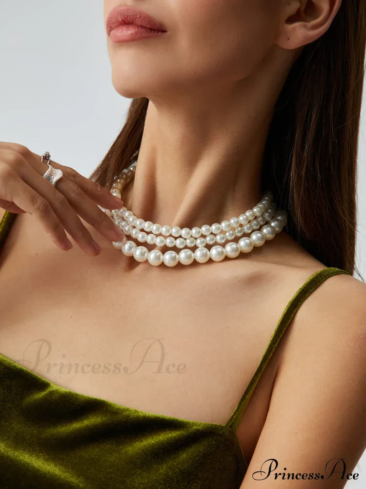 Elegant Layered Pearl Necklace - Image 2
