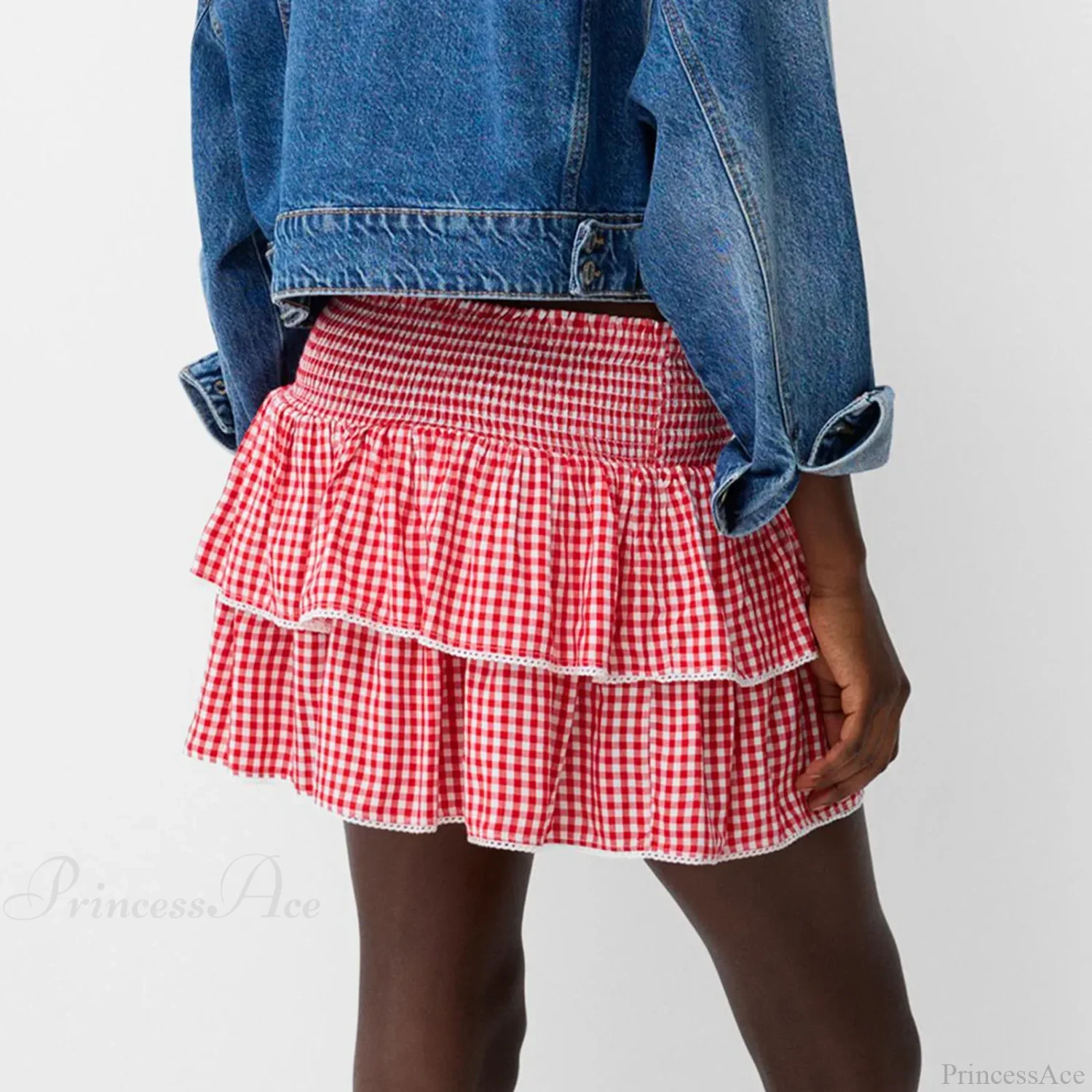 Elegant Layered Plaid Summer Skirt - Image 2