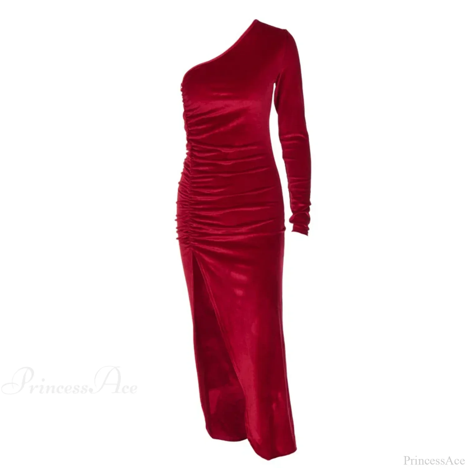 Elegant Long Sleeve Party Evening Velvet Bodycon Split Pencil Midi Party Dress - Image 9