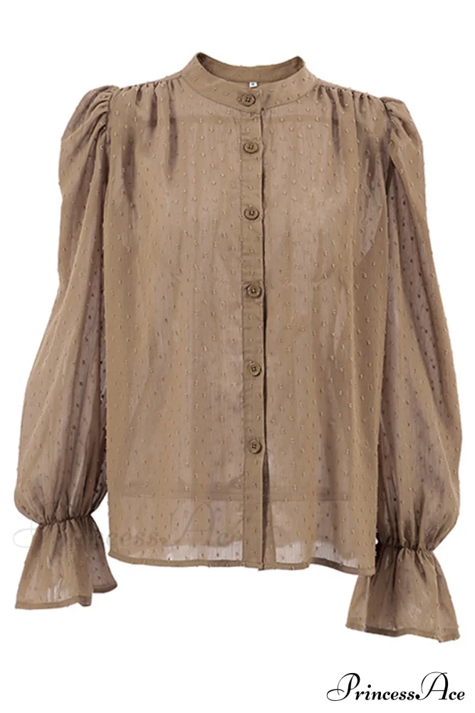Elegant Neckline Mandarin - Flounce Blouse Solid 3 Color Options - Image 11