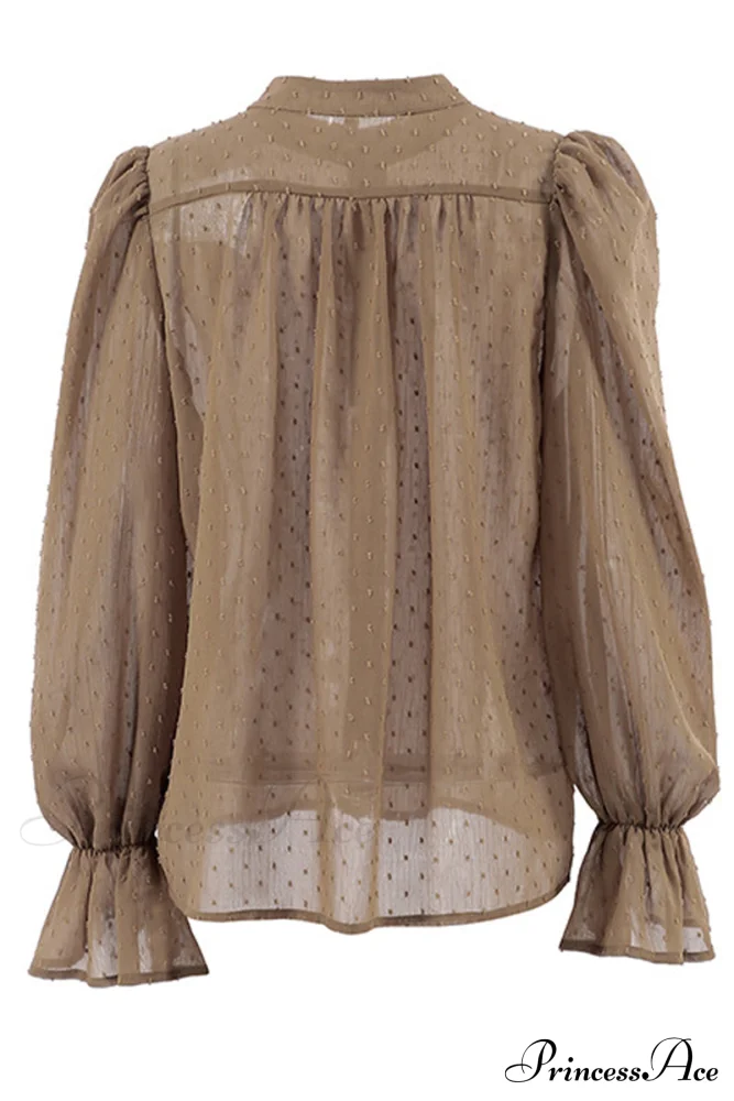 Elegant Neckline Mandarin - Flounce Blouse Solid 3 Color Options - Image 12