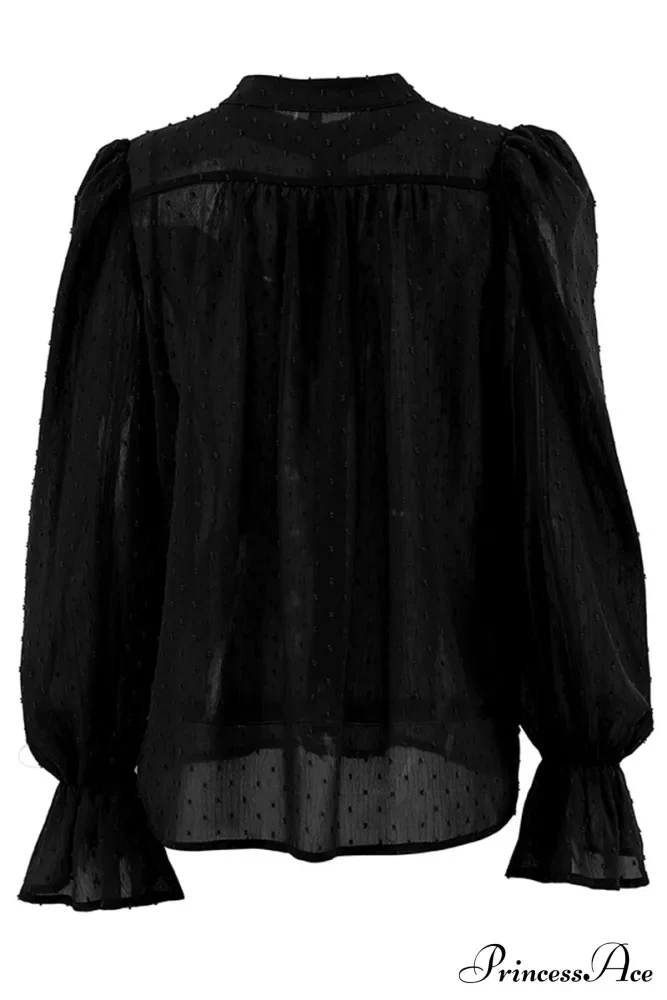 Elegant Neckline Mandarin - Flounce Blouse Solid 3 Color Options - Image 6
