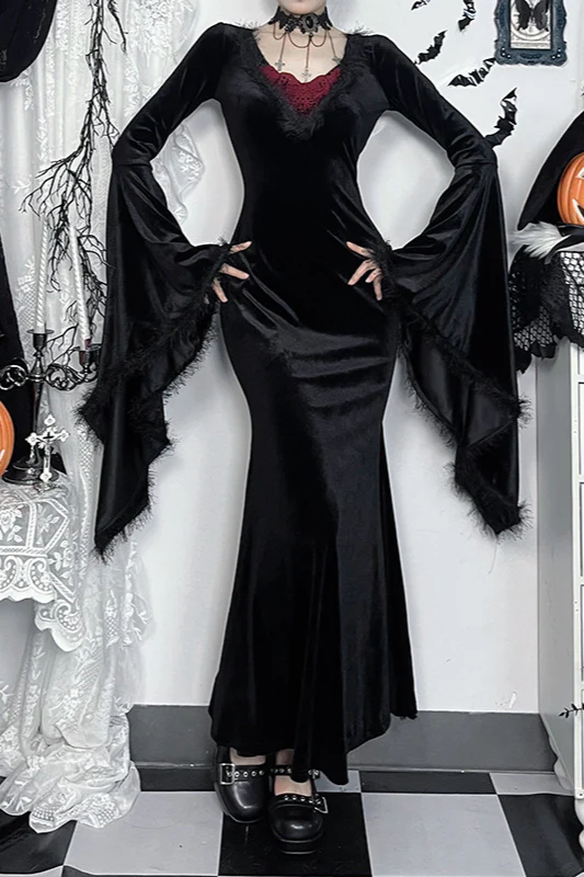 Elegant Open Back Gothic Dress