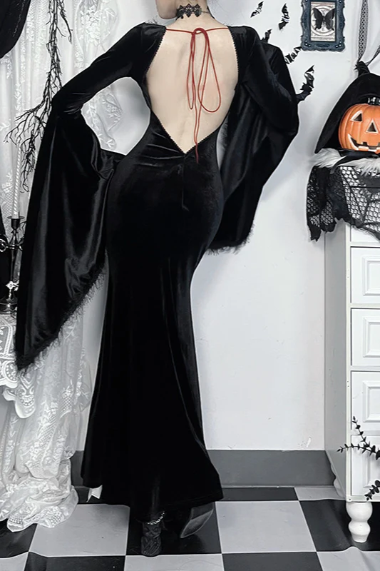 Elegant Open Back Gothic Dress - Image 3