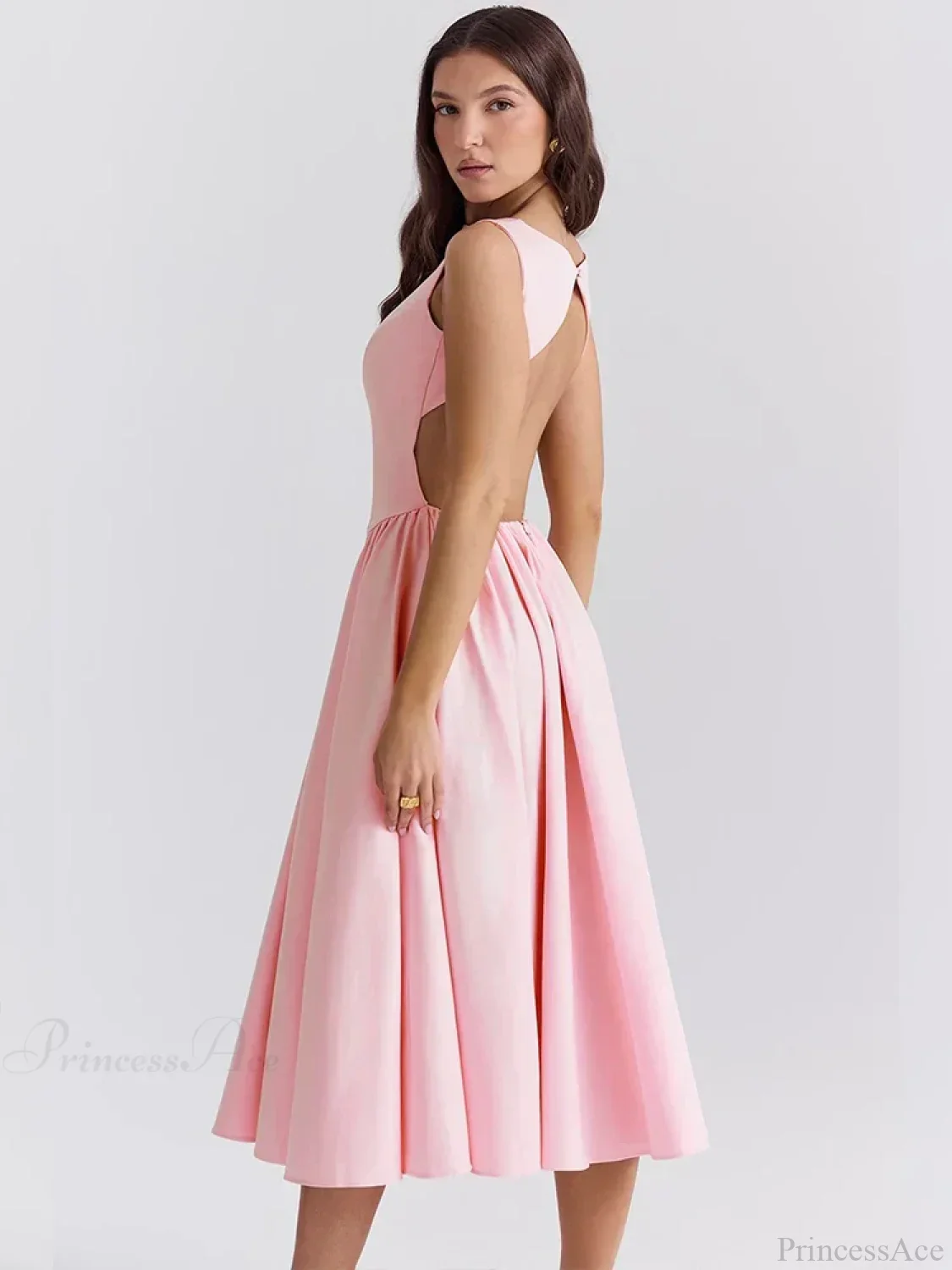 Elegant Pleated A-line Vacation Dress - Image 5