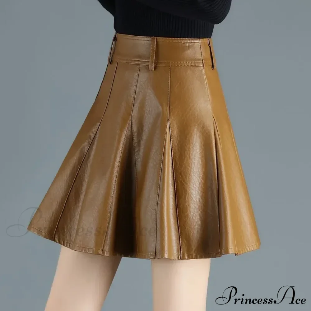 Elegant Plus Size New Fashion Korean Genuine Real Leather High Waist Sexy Skirt - Image 4