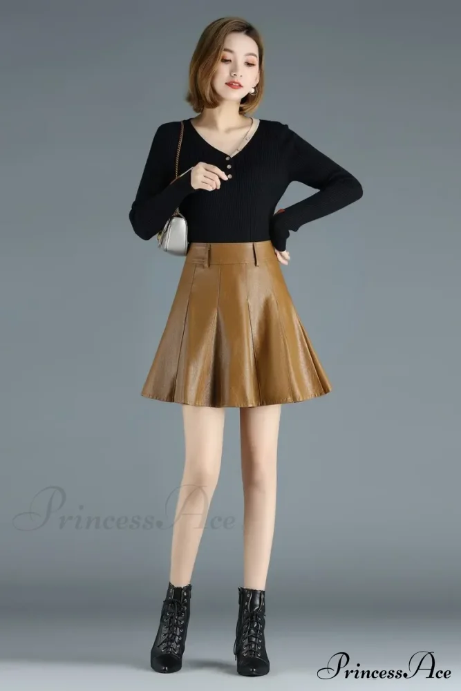 Elegant Plus Size New Fashion Korean Genuine Real Leather High Waist Sexy Skirt - Image 5