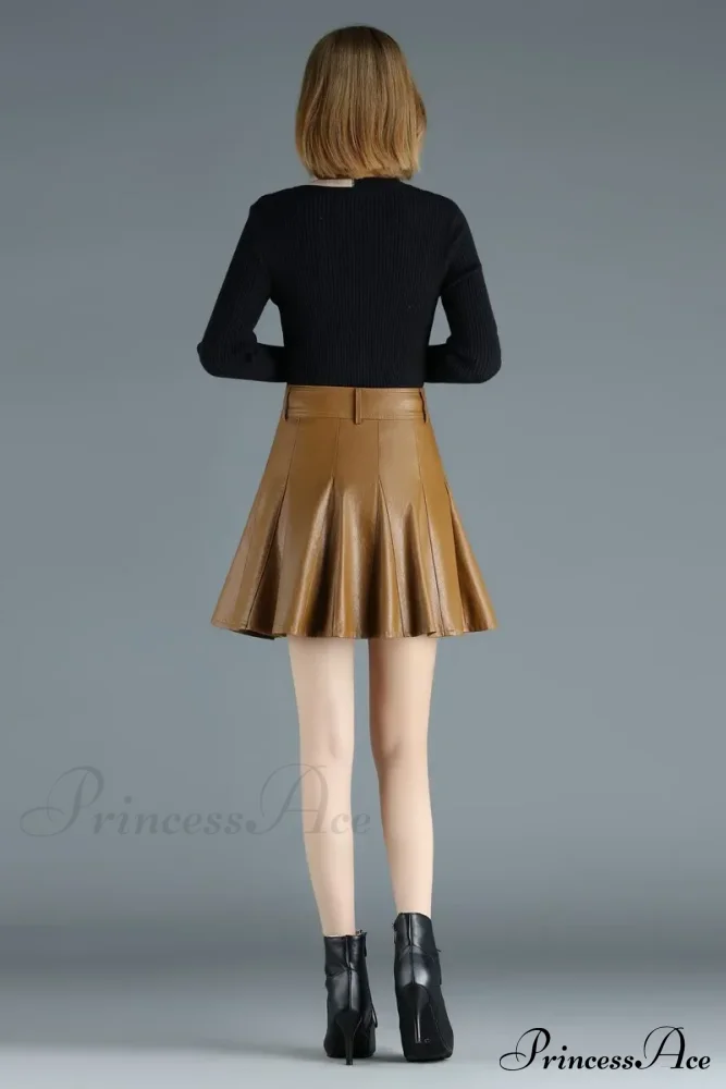Elegant Plus Size New Fashion Korean Genuine Real Leather High Waist Sexy Skirt - Image 6
