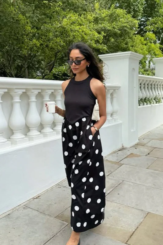 Elegant Polka Dot Splice Maxi Dress - Image 5