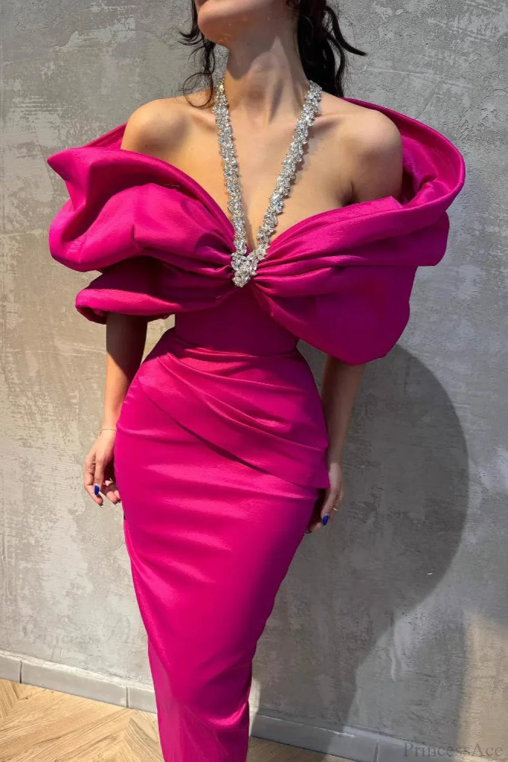 Elegant Rhinestone Halter Off-the-Shoulder Bodycon Evening Dress - Image 2