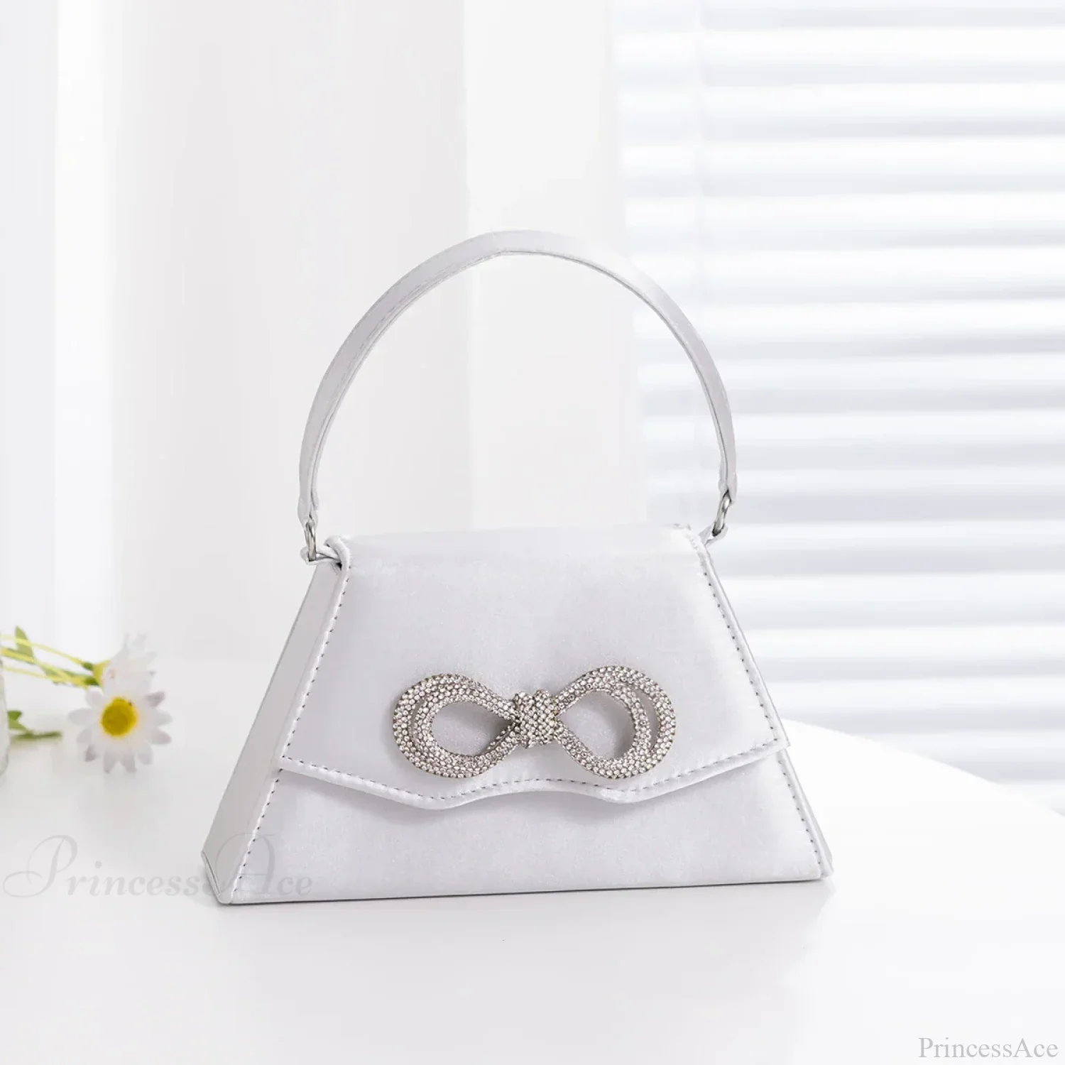 Elegant Silk Rhinestone Bow Wedding Clutch Bag - Image 7