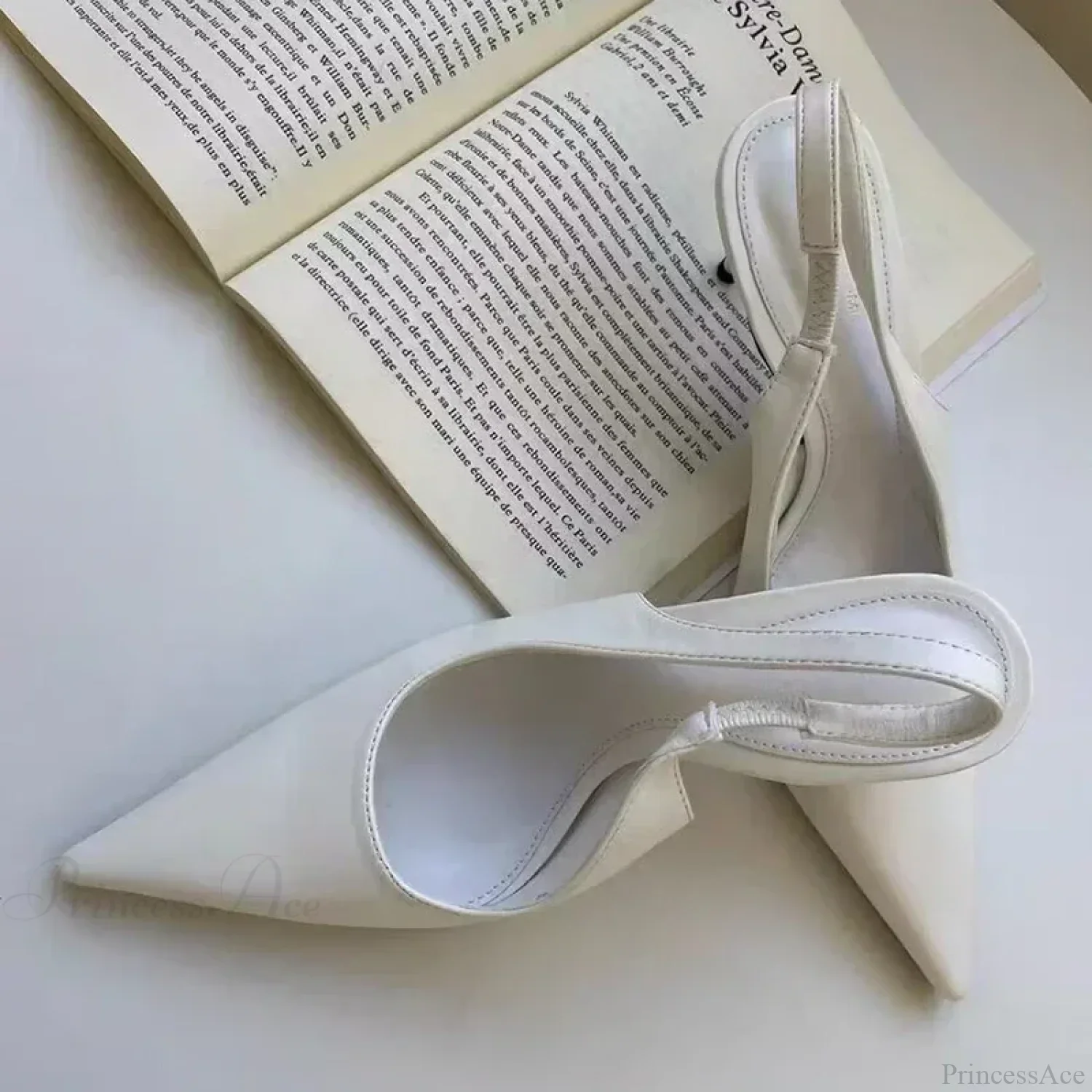 Elegant Silver Slingbacks Pointed Party Solid Thin Heeled Low Heel Pump - Image 4