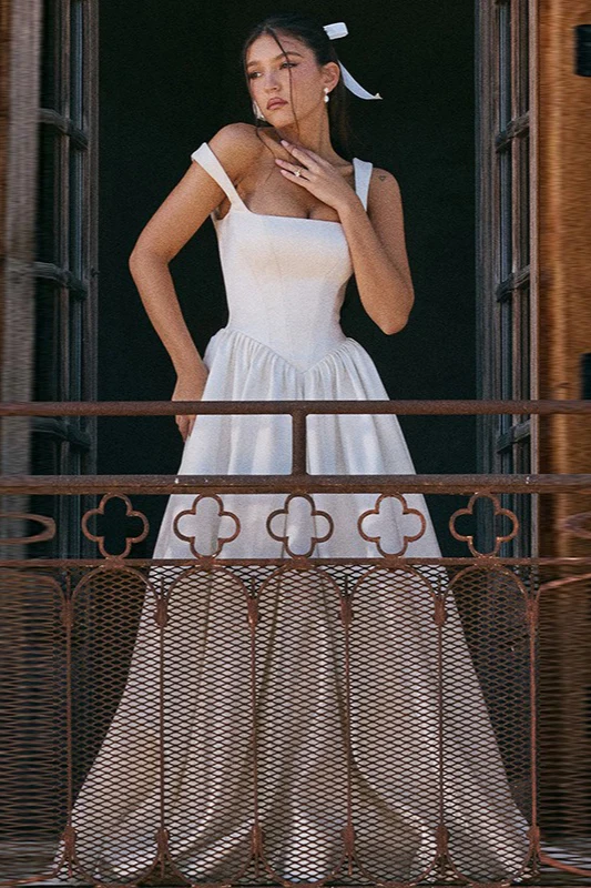 Elegant Solid A Line Long Prom Dress - Image 3