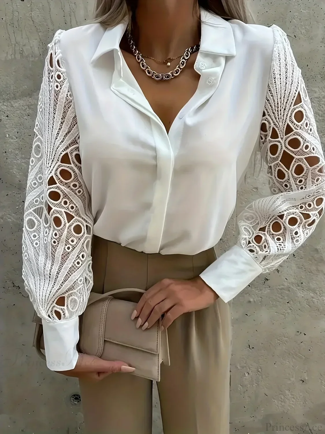 Elegant Solid Chiffon V Neck Blouse - Image 6